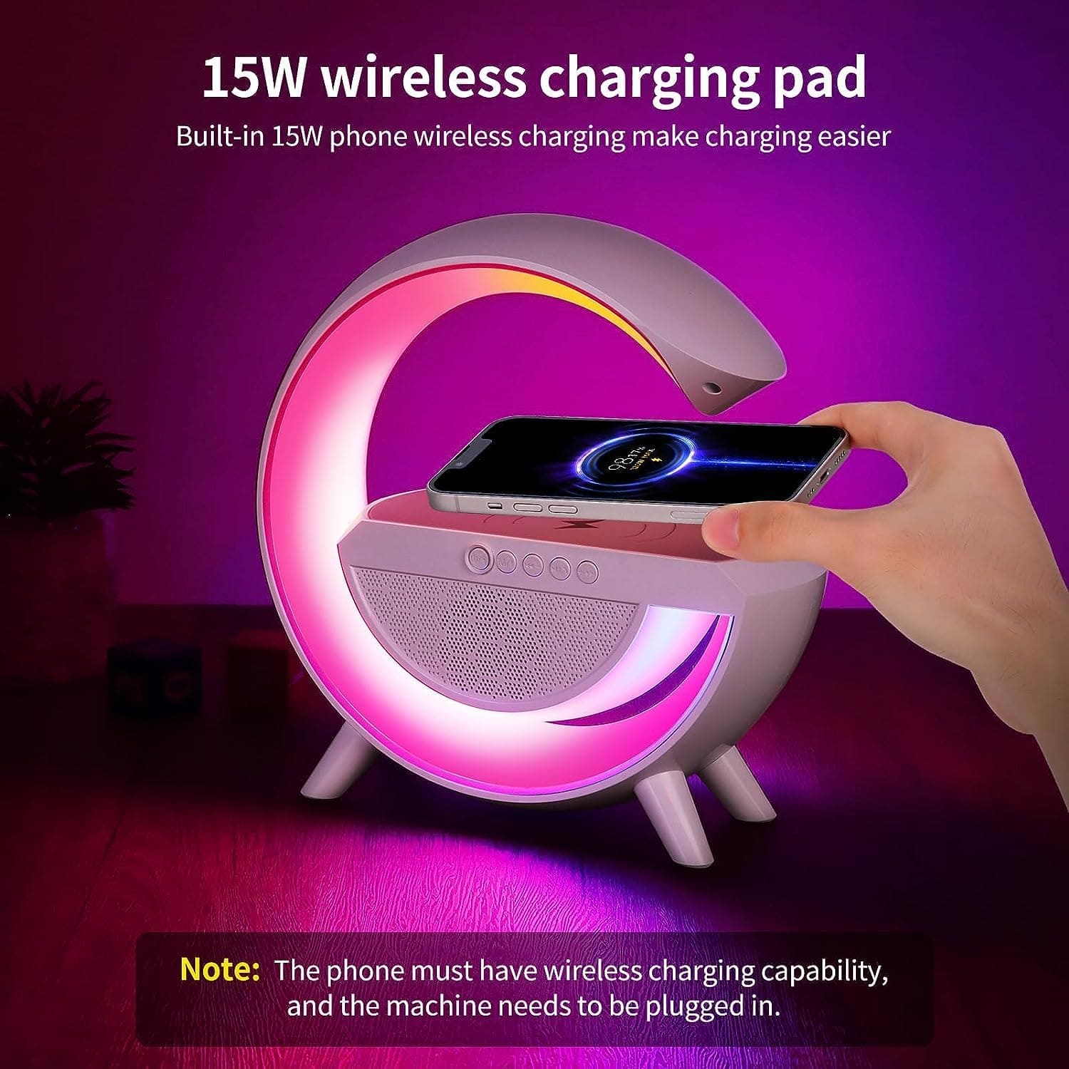 3 In 1 G Smart Station, Multifunctional Wireless Lamp, G LED Table Stand, Dimmable Night Light Touch Lamp Alarm Clock with Music Sync, Home Office Study Bedside Decor Lamp 3 In 1 G Smart Station, Multifunctional Wireless Lamp, G LED Table Stand, Dimmable Night Light Touch Lamp Alarm Clock with Music Sync, Home Office Study Bedside Decor Lamp